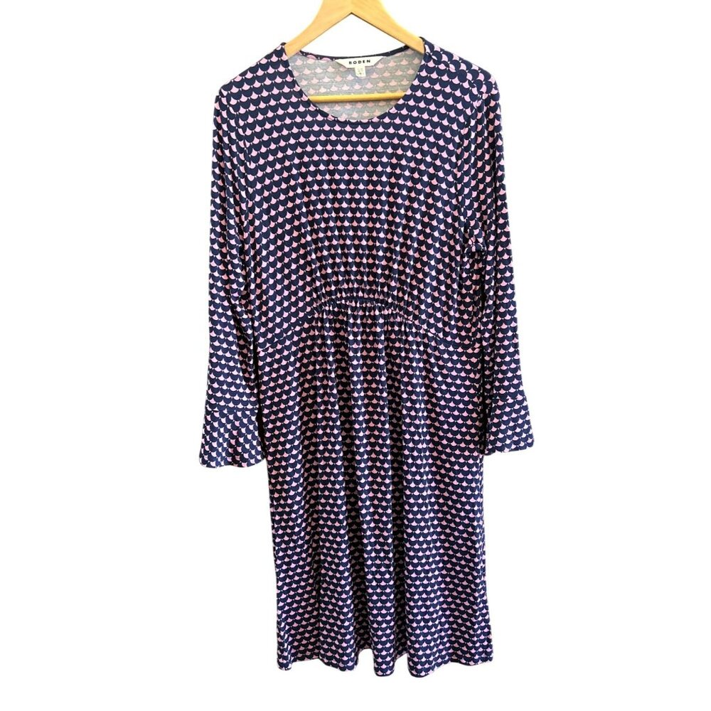 Boden Womens Flute Sleeve Jersey Dress Size 12R Sherbert Crescent Stamp